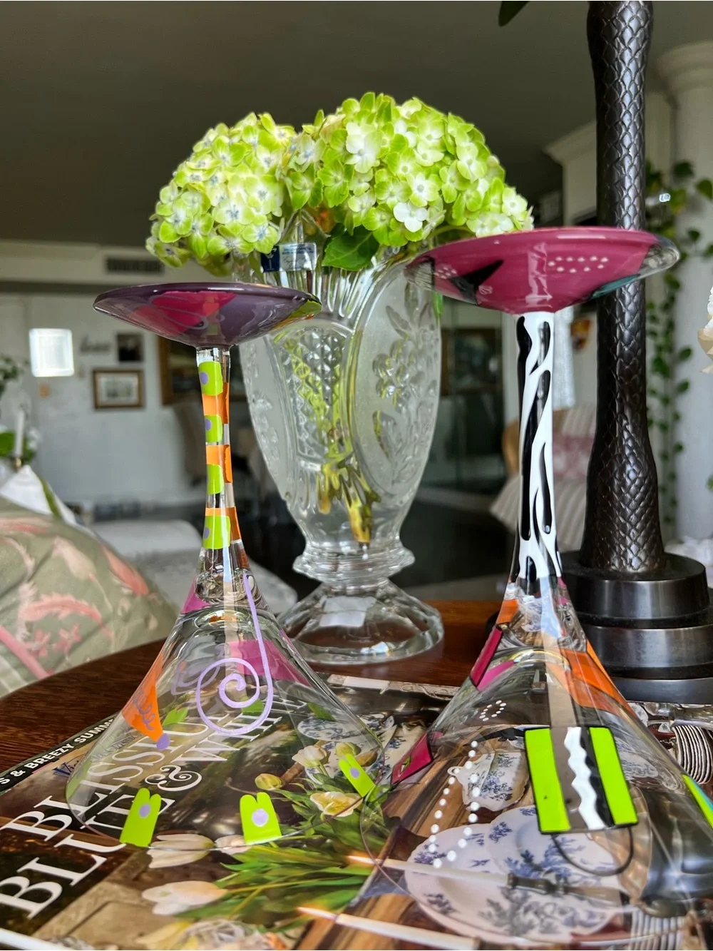 Set of 2 Lolita Love My Martini Glasses Hand Painted Cosmopolitan&Shopaholic Too